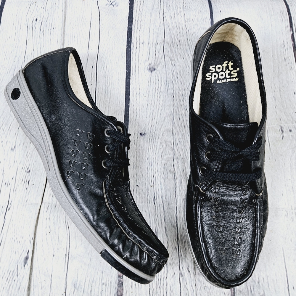 SOFT SPOTS | leather laceup moc toe comfort walking shoes